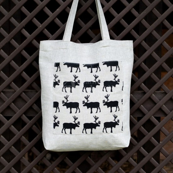 Printed semi-linen shopping bag "Moose"